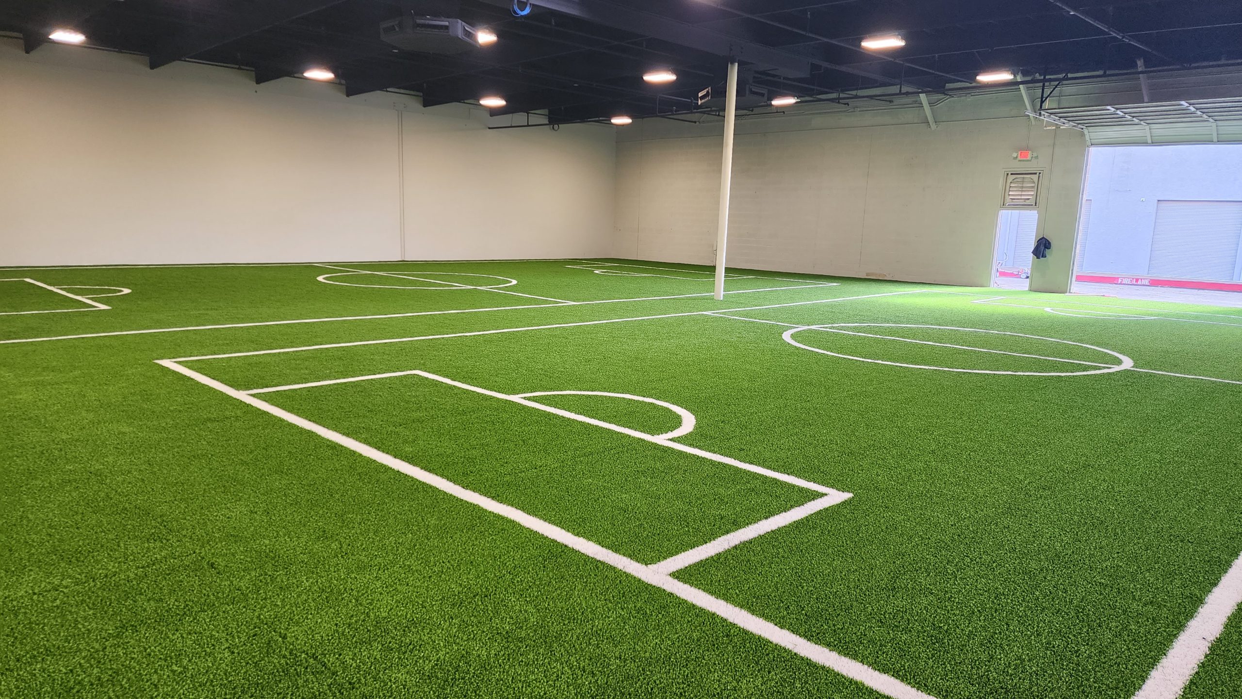 Artificial turf indoor soccer field